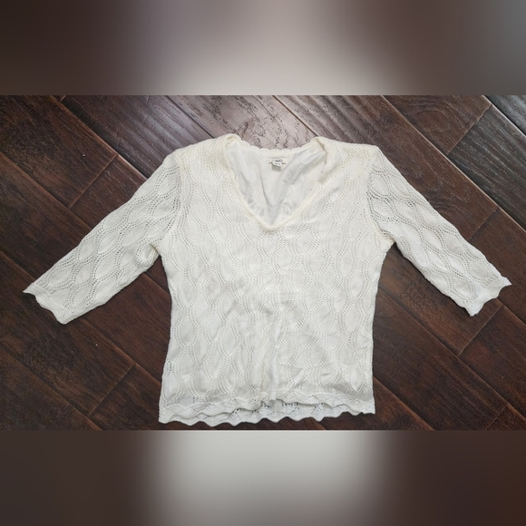 Cato Tops - Cato Womens White Lace Sweater Top XL